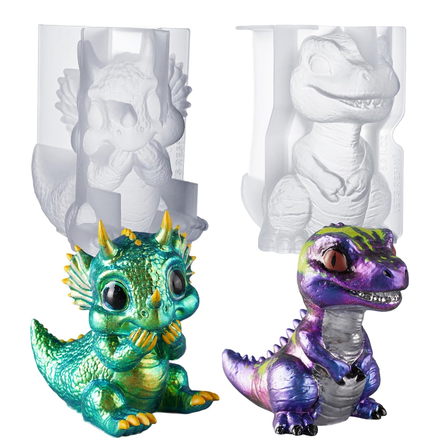 LET’S Resin Dinosaur Resin Molds Silicone,Large Dragon Figurine Epoxy Resin Molds,Lifelike Tyrannosaurus Rex and Triceratops Animal Silicone Molds for Resina Art, Gifts, Home Decor