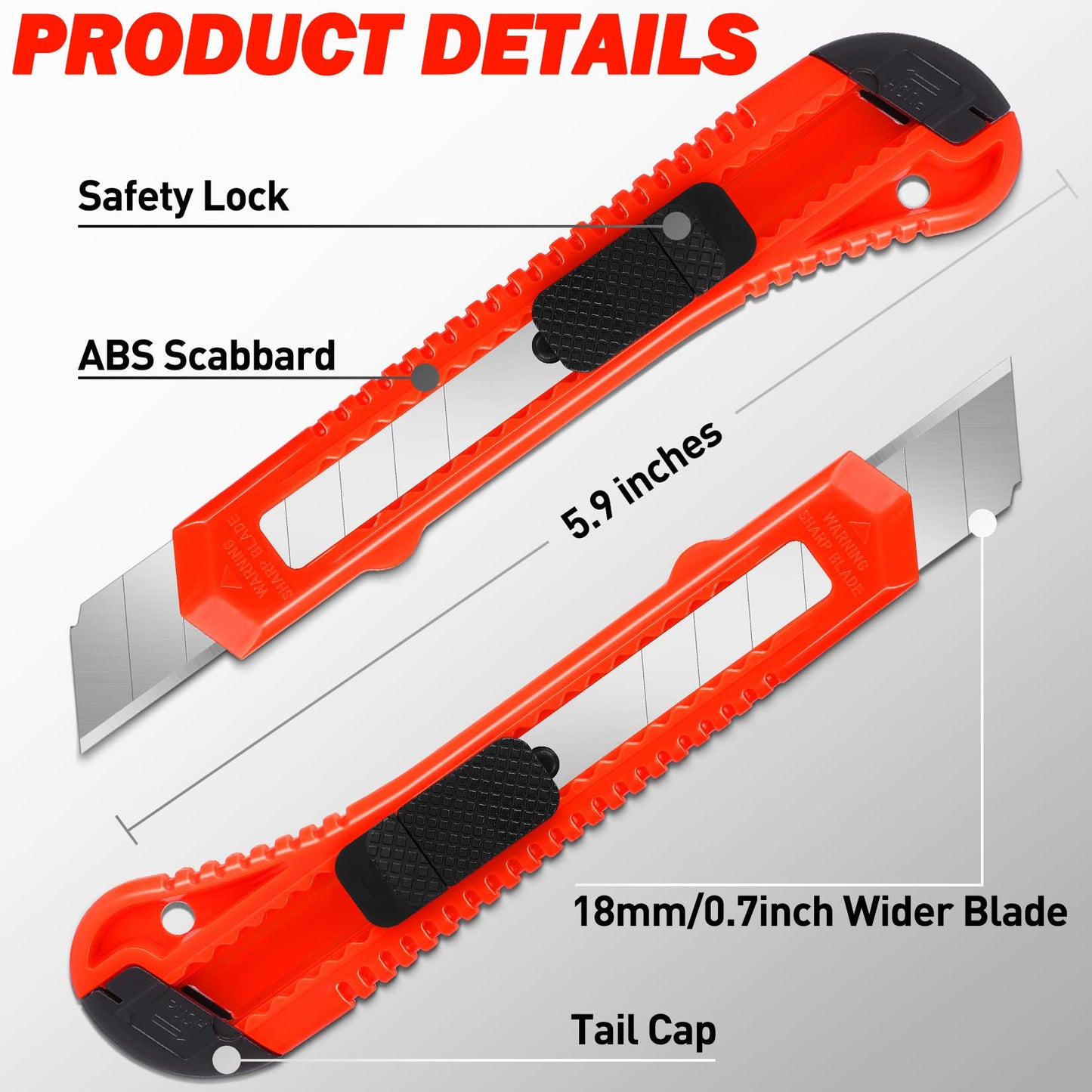 DIYSELF 30 Pack Box Cutter Retractable, 18mm Box Knife, Utility Knife Retractable with Snap Off Blade, Boxes Cutter Knives for Cardboard, Art, Craft
