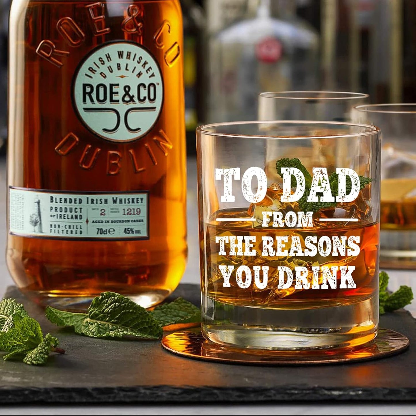 NBOOCUP Funny Whiskey Glass Gift for Dad - To Dad From The Reasons You Drink, Novelty Birthday/Christmas Present, 11 oz