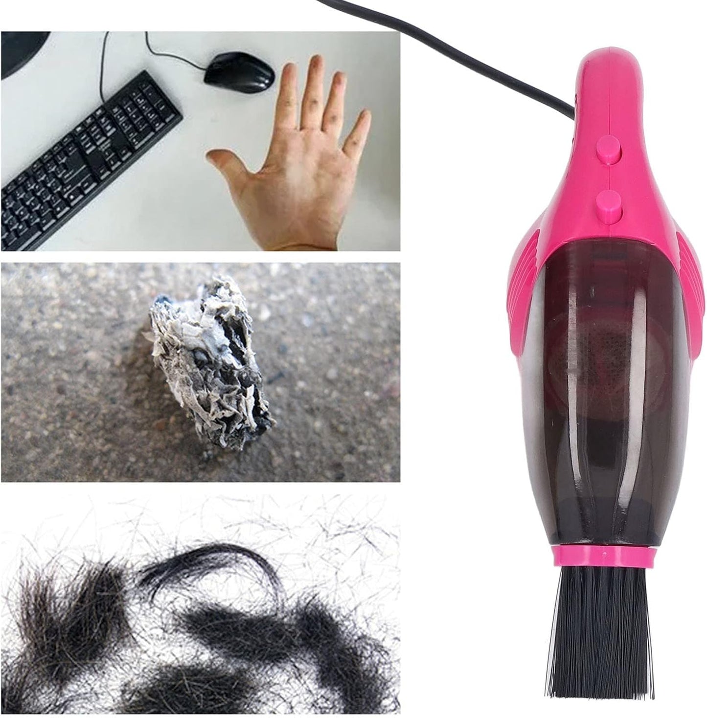 GLOGLOW Mini Vacuum Cleaner, USB Handheld Keyboard Vacuum with Powerful Suction for Desktop, Drawer, Car Interior (Pink)