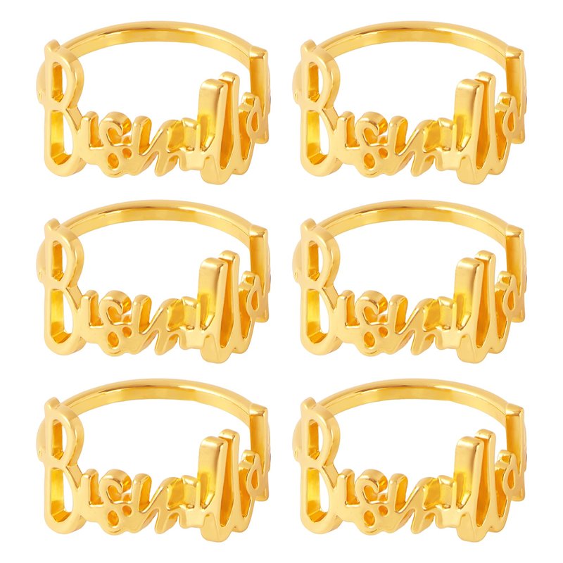 APTWOW Bismillah Letter Napkin Rings Set of 6 - Gold Metal Eid Mubarak Napkin Holder, Ramadan Napkin Rings for Ramadan Banquet Party Dining Table Decor