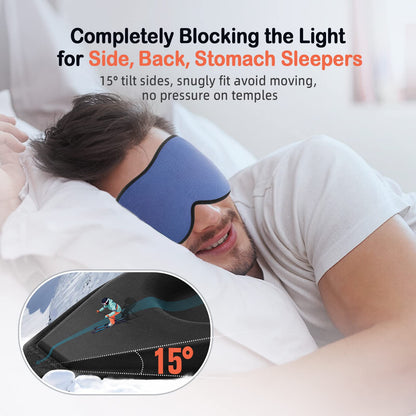 LitBear Sleep Mask for Side Sleeper Women Men, Eye Mask for Sleeping Light Blocking, 3D Contoured Cup Sleeping Mask, Soft Breathable Sleep Eye Mask with Adjustable Elastic Strap for Travel