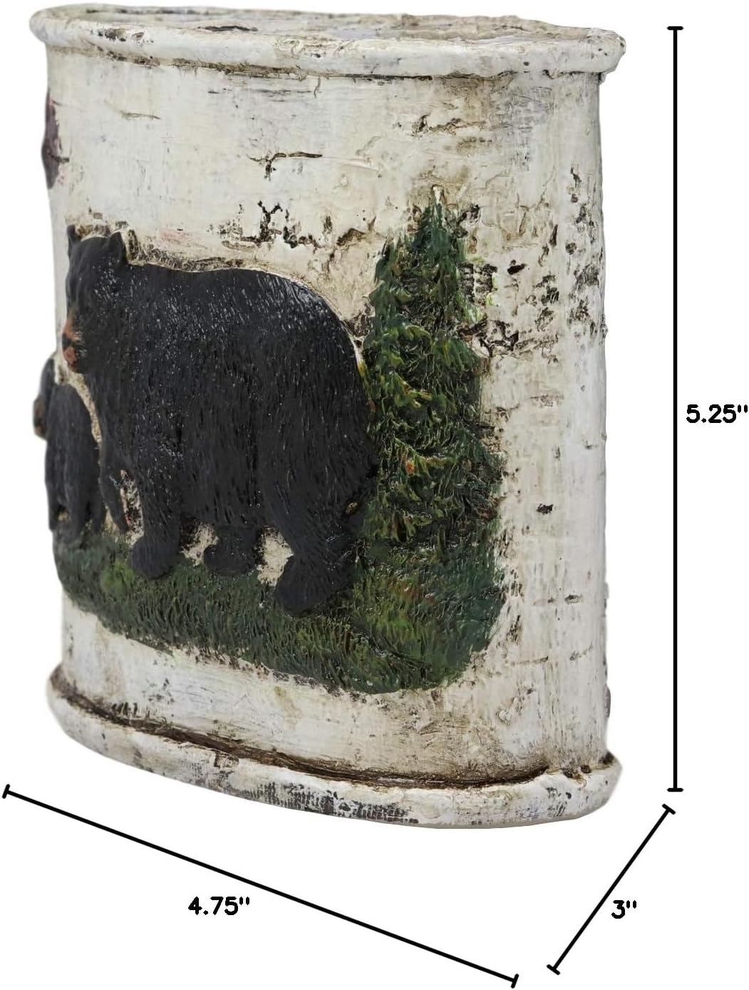 Ebros Wildlife Rustic Black Bear in Pine Trees Forest Bathroom Accent Resin Figurine with Birch Wood Finish