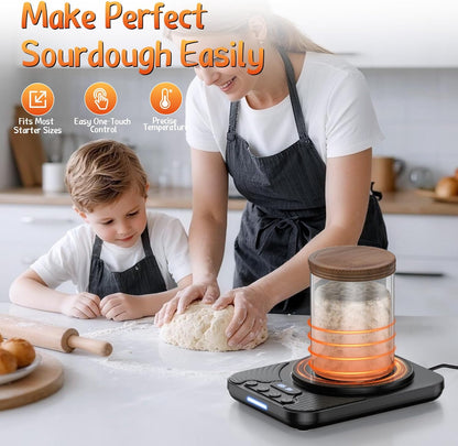 1F (70110F), 24H Sourdough Starter Warmer Precise Thermostat Warming Mat with Timer & Auto On/Off Memory, Ideal
