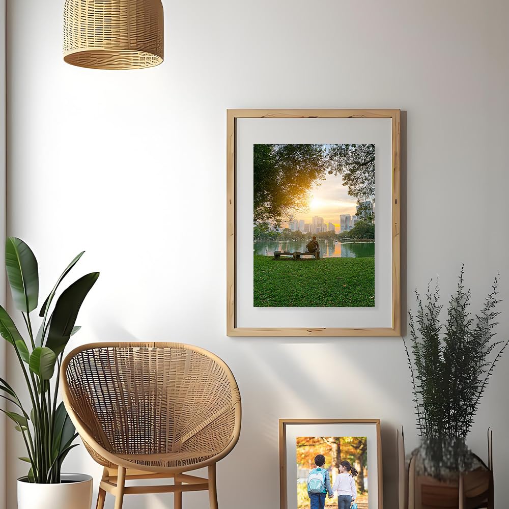 8x10 Floating Picture Frames Double Sided Tempered Glass Oak Wood Picture Frame Floating Display for Photos 6x8,5x7,4x6,or Full Display for 8"x10" Photos for Christmas,Halloween,Baby Scan,Anniversary,Wedding(Beige)