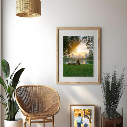 8x10 Floating Picture Frames Double Sided Tempered Glass Oak Wood Picture Frame Floating Display for Photos 6x8,5x7,4x6,or Full Display for 8"x10" Photos for Christmas,Halloween,Baby Scan,Anniversary,Wedding(Beige)