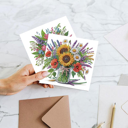 JZHYOAN 6Pcs Sunflower Diamond Art Card with Envelopes DIY Diamond Painting Cards Crystal Arts Craft Gem Art Gem Painting Mosaic Kit for Adults Birthday Greeting Cards for Holidays Celebrations