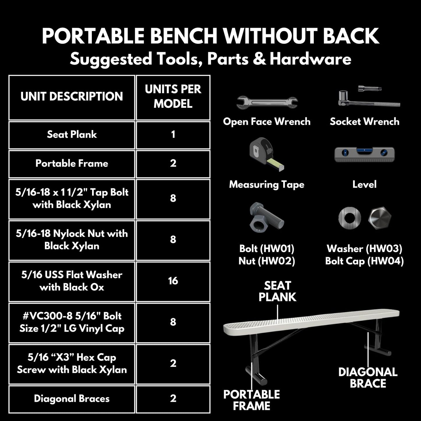 COATEDOUTDOORFURNITURE Heavy-Duty Portable Outdoor Bench Thermoplastic Coated, Expanded Metal, Commercial-Grade Seating, Made in America (Portable Without Back, 6 Ft, Dark Blue)
