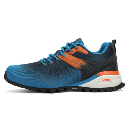 Kricely Men's Walking Shoes Breathable Trail Running Shoes for Men Lightweight Fashion Sneakers for Outdoor Sports Gym Jogging Peacock Blue Size 11.5