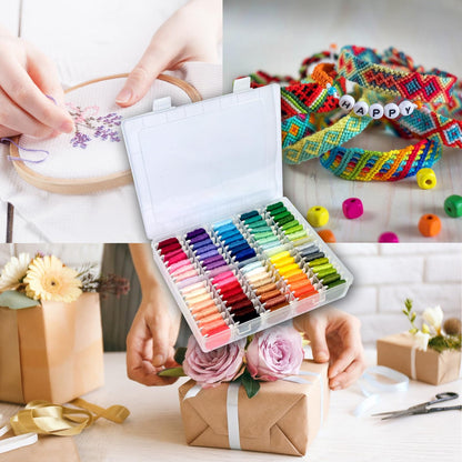 Friendship Bracelet String Kit String Bracelet Making Kit with 80 Skeins Embroidery Floss Cross Stitch Thread with Storage Box