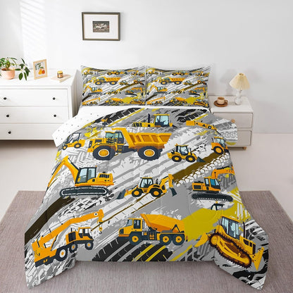 Set Boys Construction Comforter Truck Bedroom Decor for Kids Girls Under Construction Vehicles Down Comforter Nursery