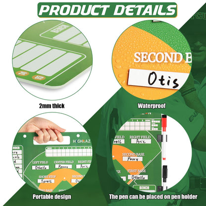 HIGHRAZON Magnetic Baseball Coach Clipboard, Dry Erase Coach Lineup Board, Premium Tactical Baseball Coaching Board with 40 Lineup Cards and Marker, Dugout Display Softball Coaching Accessories