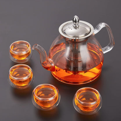 40oz Glass Teapot with Removable Stainless Steel Infuser for Blooming Tea & Loose Leaf Tea, Gift Box