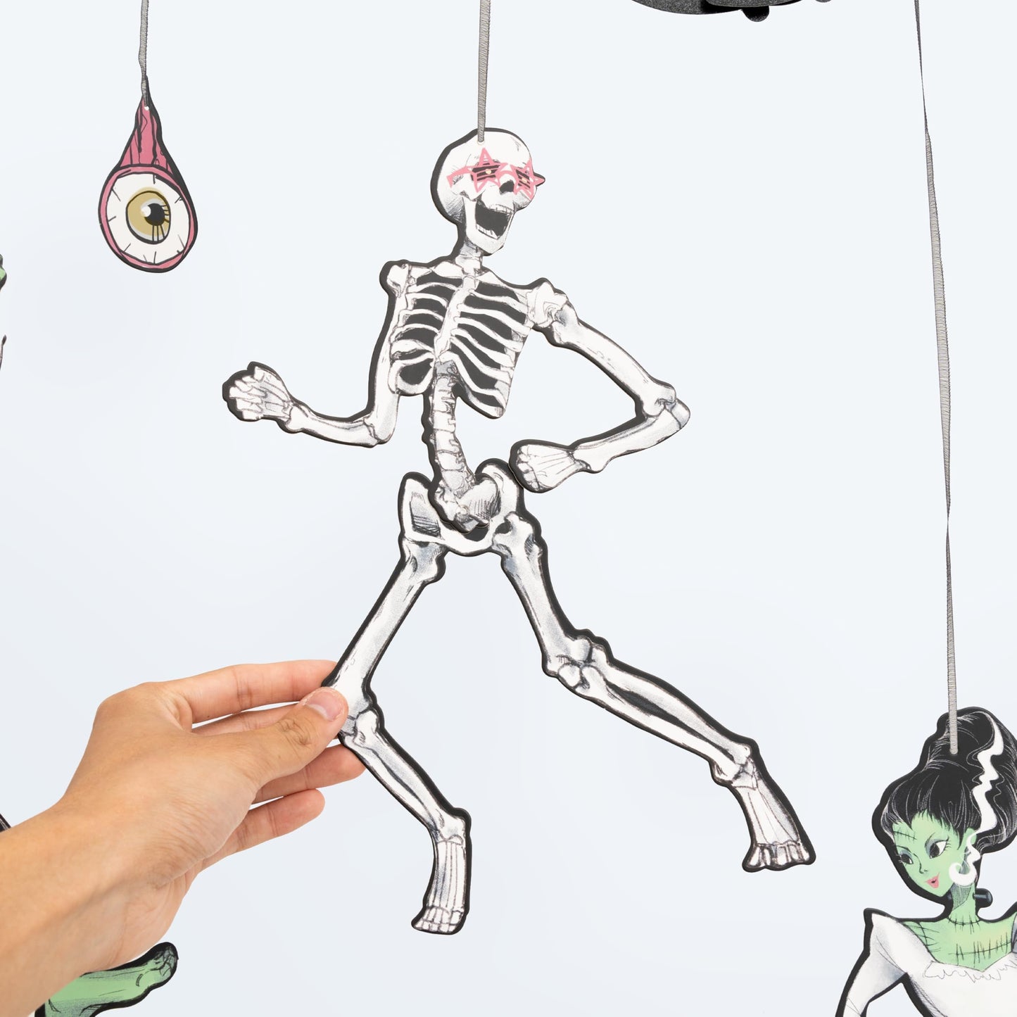 Cheerland Halloween Garland Skeleton Garland Spooky Banner Spider Web Halloween Banner Gothic Party Decorations Hanging Skeleton Monster Bash Birthday Skull Garland Monster Party Decorations