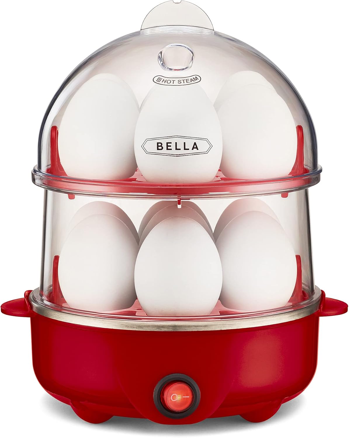 bella Rapid Electric Egg Cooker - 14 Egg Capacity Omelet Maker with Auto Shut Off, Red