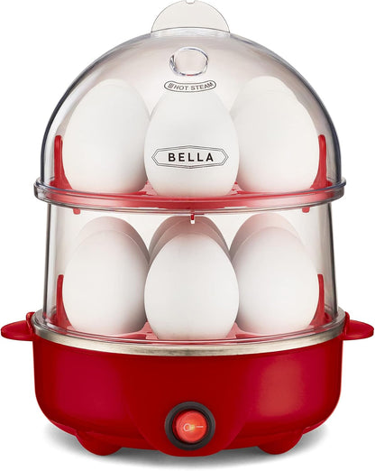 bella Rapid Electric Egg Cooker - 14 Egg Capacity Omelet Maker with Auto Shut Off, Red
