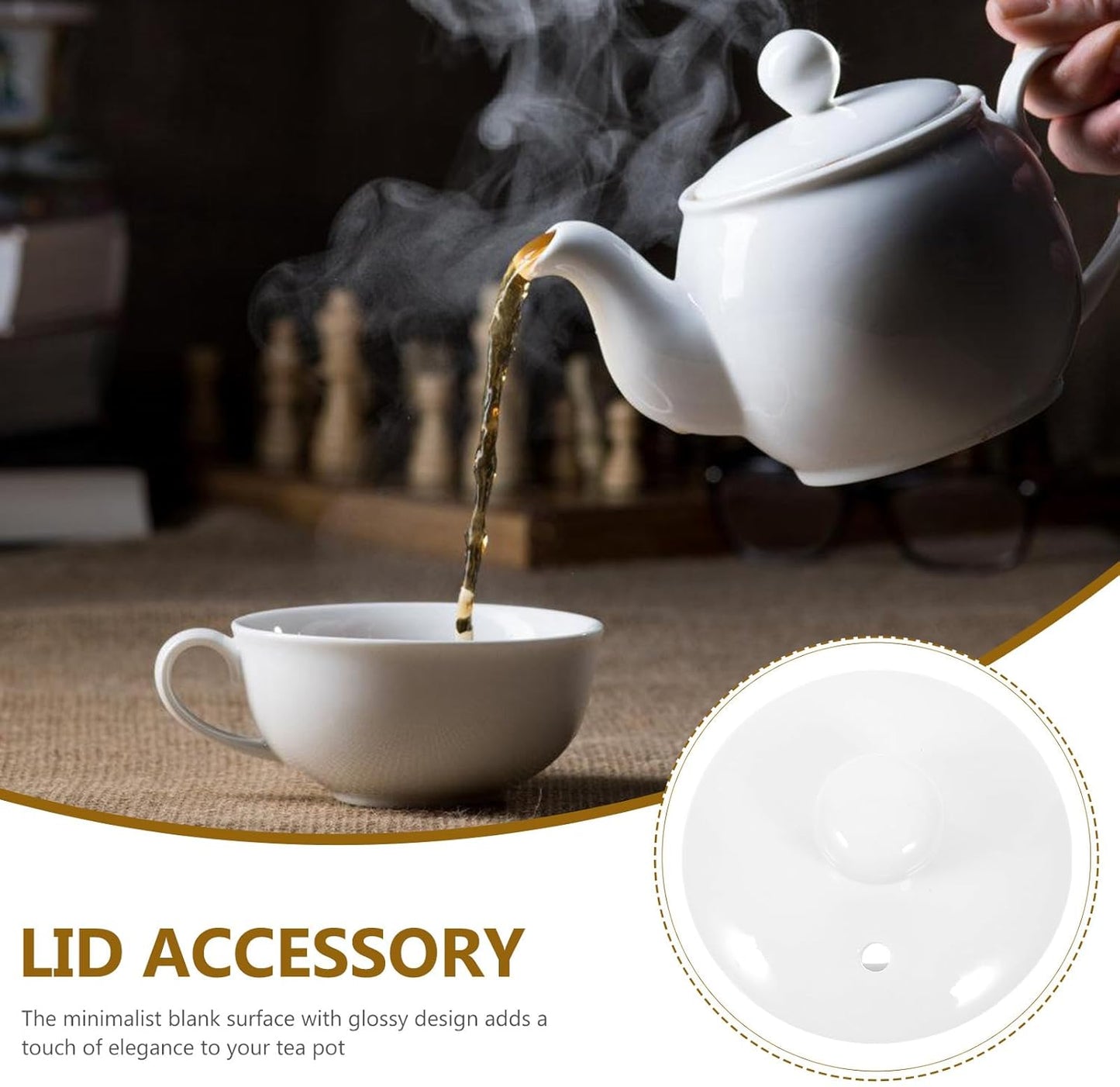 Ceramic Teapot Lids, Kungfu Tea Kettle Replacement Covers, Loose Leaf Pot Top Lids for Kitchen Teapots