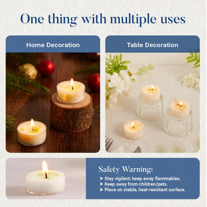 Crenovo Jasmine Scented Tealight Candles with Dried Flowers, 4 Hours Non-Toxic Tea Lights, 100% Soy Wax Candles Bulk for Wedding, Spa, Bath, and Home Decor, 8 Pack