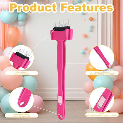 Balloon Burster Stick Popper Tool Removal Kit with 20 Steel Pins, Effectivly Deflating Balloons，Party Supply Tool Kit for Parties, Events, and Games (red)