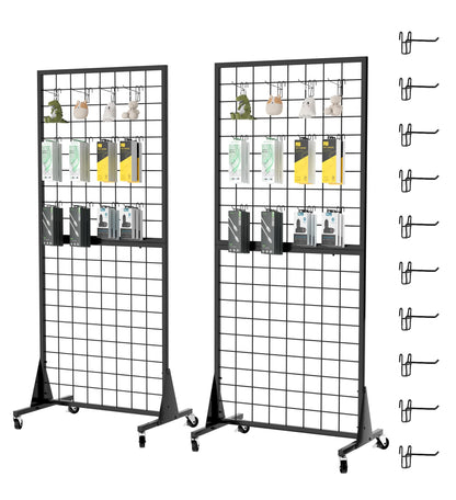 DEYEGELEA 2-Pack 2'x5.5' Ft Gridwall Panel Display Stands 2'x5.5' Ft, Heavy Duty Floor Standing Retail Display Rack with Triangle Base for Retail Art Show