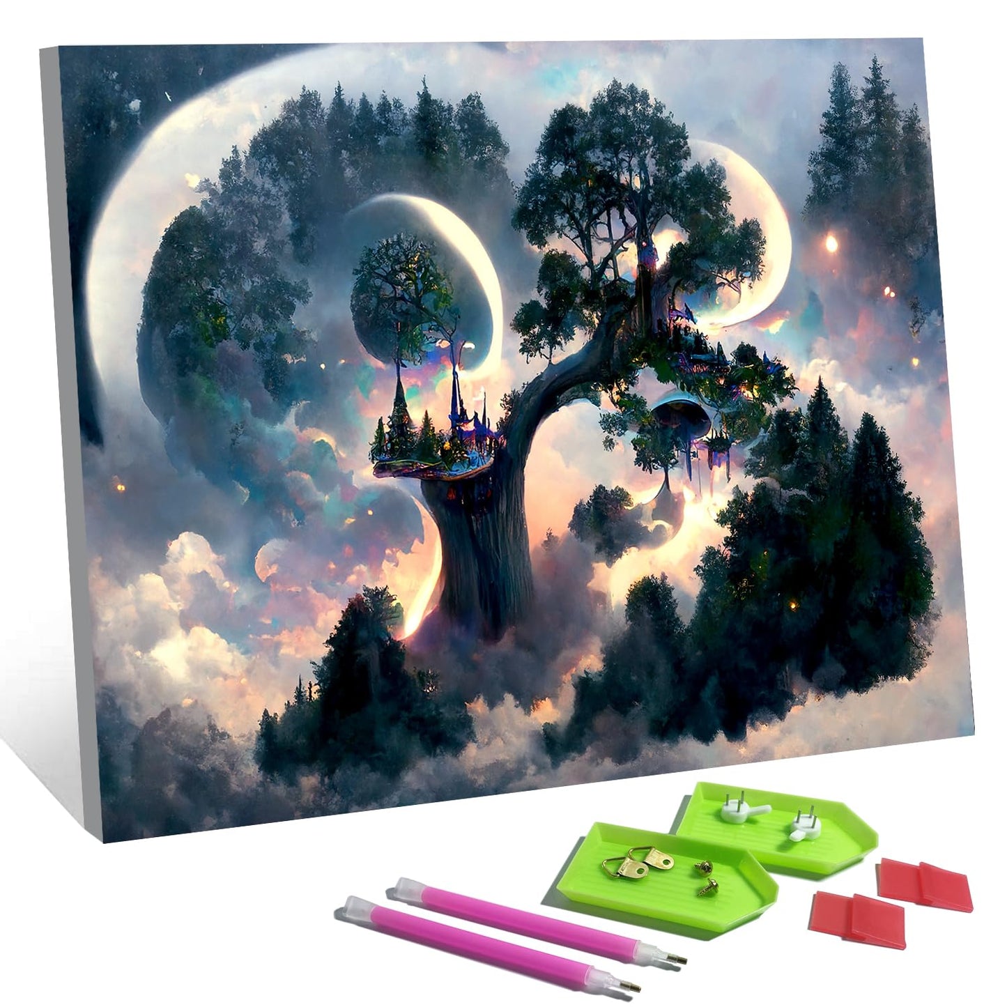 Meow Love 5D Diamond Painting Kit for Adults with Pre-Framed Canvas - DIY Wall Art Home Decor,Easy to Hang,Stress Relief Craft Gift for Women,15.8 x 11.8 Inch. (The Cloud Forest)