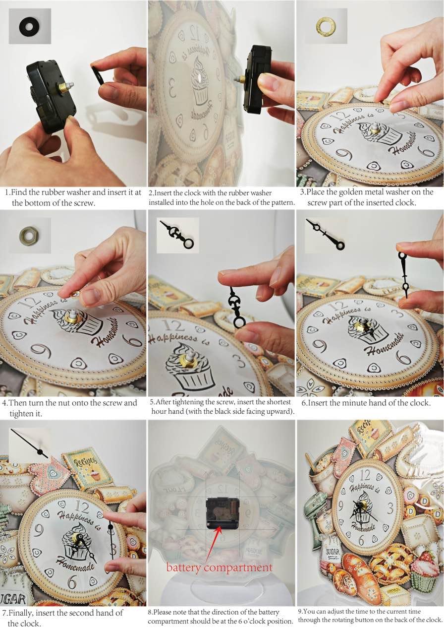 DIY 5D Diamond Art Table Clock - Special Shaped Crystal Rhinestone Bread Food Design Desktop Clock Kit for Home Office Decor, Handmade Arts and Crafts Gift for Adults Beginner