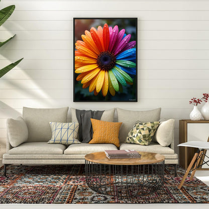 PUAGEMTI Rainbow Flower Closeup Diamond Art Kits for Adults DIY 5D Full Drill Diamond Painting for Home Wall Decor, Frameless Diamond Painting Kits for Adults Beginner 12x16 Inch