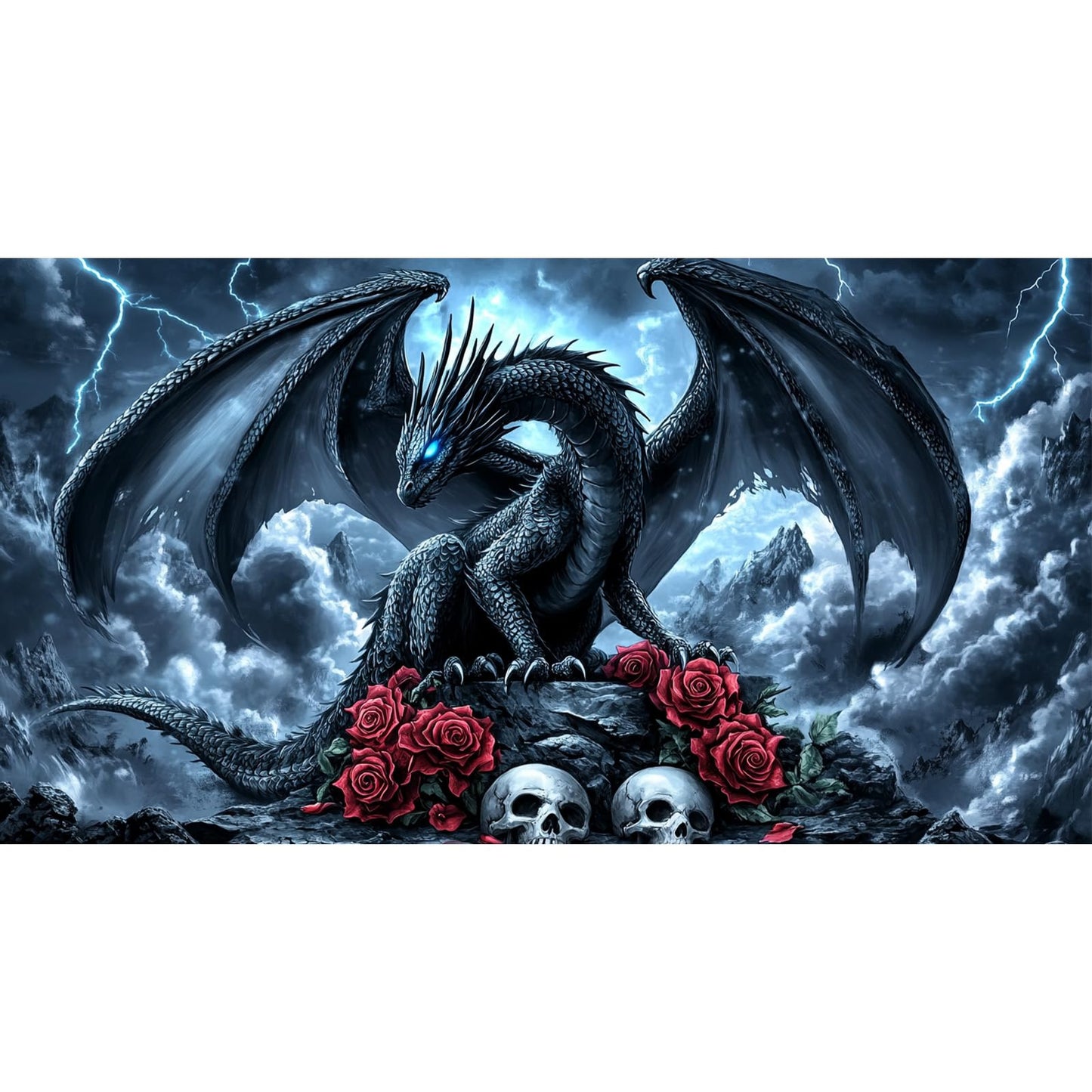 KEYIFA Diamond Art Kits for Adults, 28x16 Inch Large Dragon Diamond Painting 5D Diamond Art for Beginners Skull DIY Full Drill Paint by Diamonds Dots Gem Art for Home Wall Decor