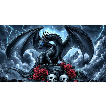 KEYIFA Diamond Art Kits for Adults, 28x16 Inch Large Dragon Diamond Painting 5D Diamond Art for Beginners Skull DIY Full Drill Paint by Diamonds Dots Gem Art for Home Wall Decor