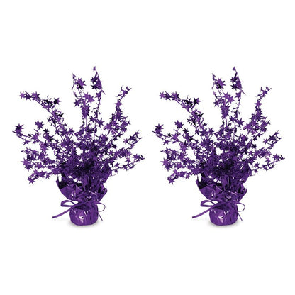 Beistle Star Gleam ‘N Burst Centerpiece, 2-Piece Purple Metallic Table Display for Birthday Parties, Celebrations, Mardi Gras, and Sports Team Decorations, 15”