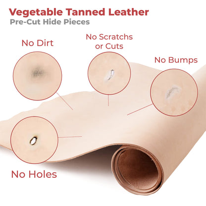 ELW Full Grain Cowhide Leather 4-5 oz [1.6-2mm] Thickness in Pre-Cut Size: 12"x24", AB Grade Hide Vegetable Tanned Leather Using for Tooling, Carving, Molding, Dyeing Material for Craft, Hobby
