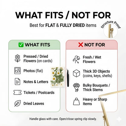 Relaxing Garden Floating Double Glass Frame Set, Gold Pressed Flower Frame DIY Kit with 68 Dried Flowers & Tweezers, 3 Sizes 6x6 6x8 7x9 for Keepsakes, Wedding Photos & Home Decor