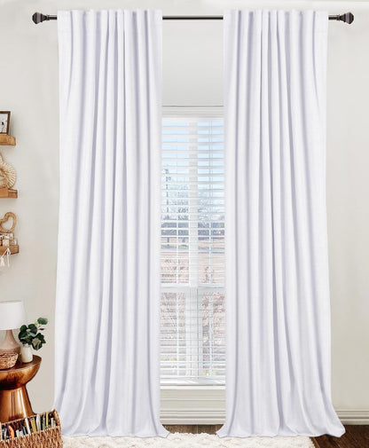 Skiennix Blackout Curtains - 100% Blackout Thermal Insulated Drapes | 84" Long, Bright White, 2 Panels Set