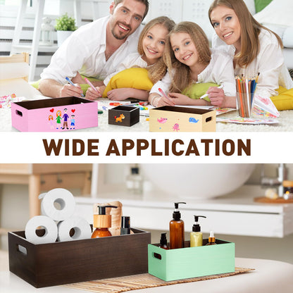 Yetene Set of 6 Wood Storage Boxes with Handles Wooden Nesting Crates Rustic Farmhouse Storage Container for DIY Crafts Party Home Table Decoration Display(Brown)