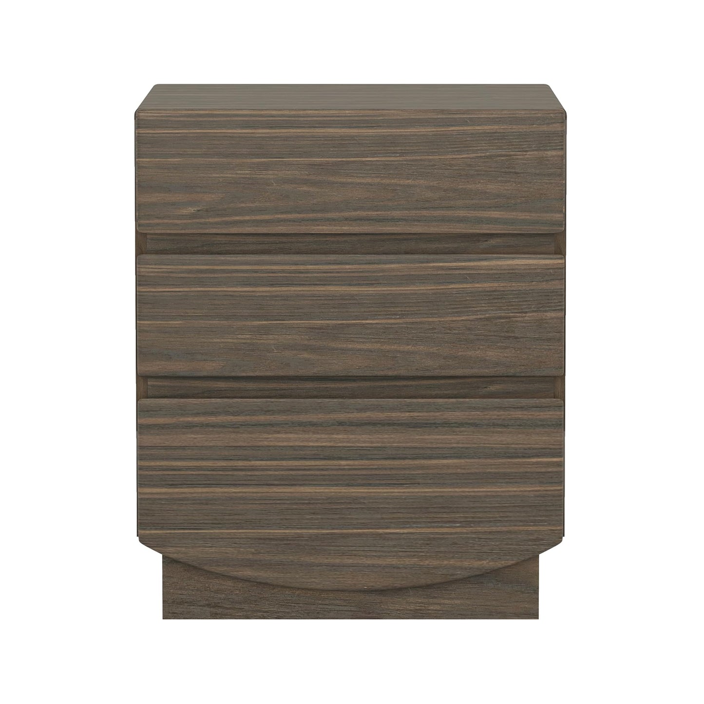 Manhattan Comfort Ardea Modern Nightstand with 3 Smooth-Glide Drawers, Compact Contemporary Bedside Table with Handle-Less Fronts, Rounded Edges, Walnut
