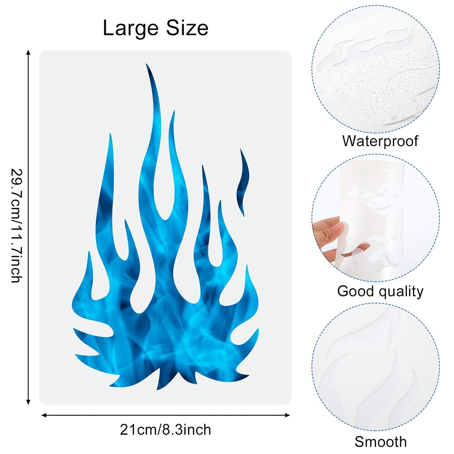 5 Sheets Flame Stencil Airbrush Flame Fire Stencil Fire Reusable Templates Painting Decor Template for Arts Window Wall Crafts Painting Decorations(11.7 x 8.3 Inch)
