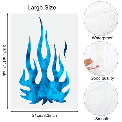 5 Sheets Flame Stencil Airbrush Flame Fire Stencil Fire Reusable Templates Painting Decor Template for Arts Window Wall Crafts Painting Decorations(11.7 x 8.3 Inch)