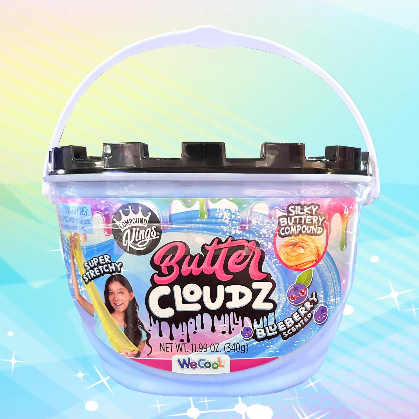 Compound Kings Fluffy Butter Cloudz Scented Large Slime Bucket for Kids – Soft, Squishy, Non-Toxic Sensory Toy | Bright Blueberry Slime Gift