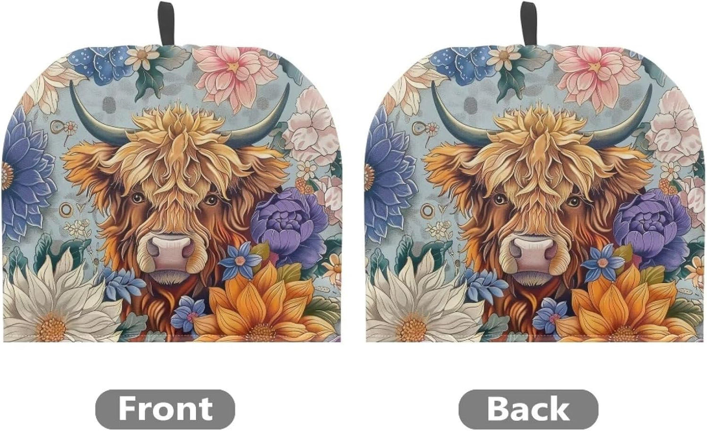 Highland Cow Tea Cozy for Teapot, Insulated Flower Tea Pot Cover, Bohemia Kettle Dust Cover for Kitchen
