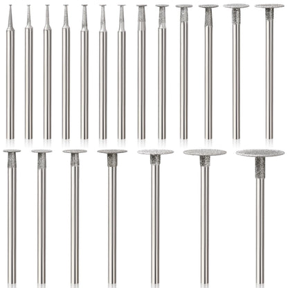 20Pcs Diamond Sanding Bit Compatible with Dremel Polishing Kit, HOMEIDOL T Shape 3/32"(2.35mm), 1/8"(3mm) Diamond Bits Rotary Tool Accessorie for Carving, Engraving, Grinding, Stone, Rocks, Jewelry