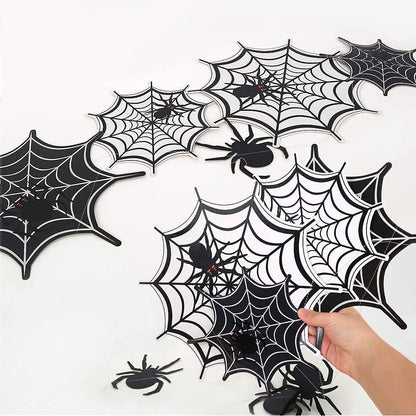 Cheerland Spider Web Banner Garland Black Halloween Decorations Hanging Cobweb Spiderweb Haunted Mansion for Spooky Birthday Horror Home Office Classroom Mantle Fireplace Decor Party Supplies
