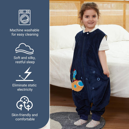 MICHLEY Kids Sleeveless Zipper Sleeping Bag, Autumn Winter Sleeping Sack Polyester Wearable Blankets for Boy Girl, Dragon, L