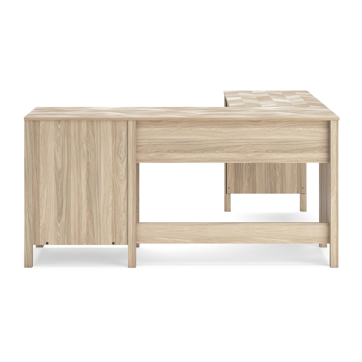 Signature Design by Ashley Battelle Scandinavian 60" Home Office Desk with Return, Drawer and Cabinet, Light Brown