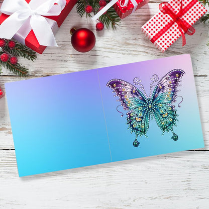 Sulunmo DIY Diamond Art Cards Kits for Adults, 5D Diamond Greeting Cards Kits Art Birthday Cards Birthday Gifts for Families, Friends, Partners with Special Shaped Drills(6Pcs Butterflies-55)
