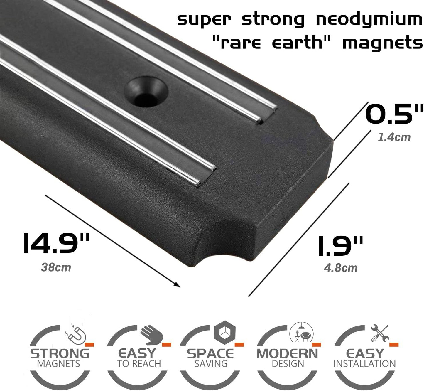 Magnetic Knife Holder for Wall, 15 Inch Knife Magnetic Strip, Space-Saving, Punch-Free Multipurpose Knife Rack