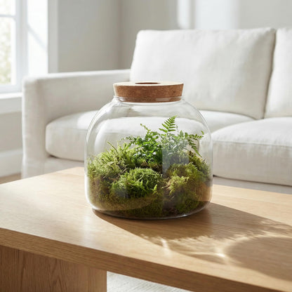 NUOBESTY Glass Terrarium Jar with Cork Lid, Hydroponic Plant Propagation Vase, Clear Round Betta Fish Bowl Tank for Moss Succulent Indoor Desktop Home Decor