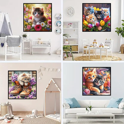 4 Pack Cat Diamond Art Kits for Adults,Full Drill 5D Diamond Painting Kits,Diamonds Dot Art Painting Craft Kits for Home Wall Decor 12 x 12inch