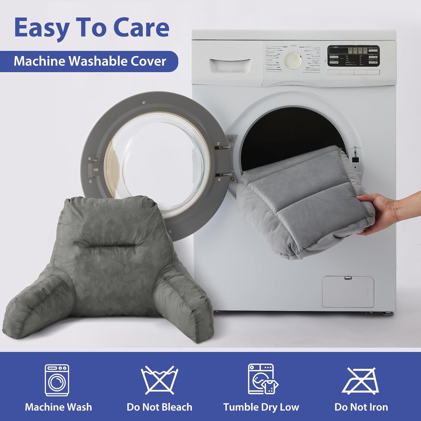 18in, IASEAHK Reading Pillows for Sitting in Bed Adult, Back Pillow for Bed Sitting Up, Backrest Pillows with Shredded