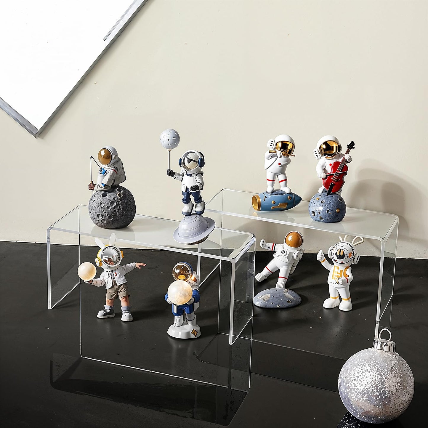 Limbeuuu 4 Pack Acrylic Risers Display Stands, Display Stands for Collectibles, Clear Acrylic Shelf for Show Decor, Toys, Cupcake (9.4 x 3.1 x 4.3 inches)