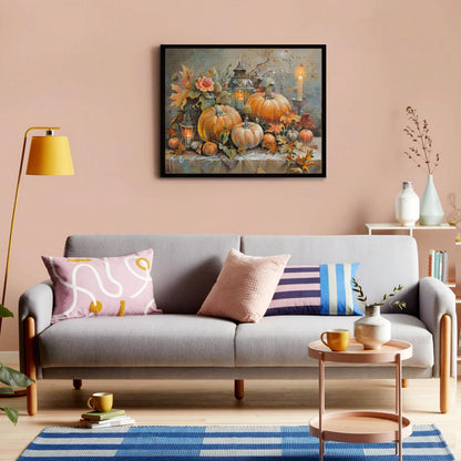 IMLQJES Pumpkin Diamond Art Kit for Adults - DIY Full Drill Fall Harvest 5D Autumn Farm Craft - Home Wall Decor 12x16 Inch